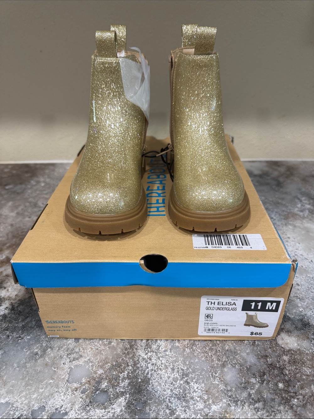 Kids Glitter Chelsea Boots - Gold